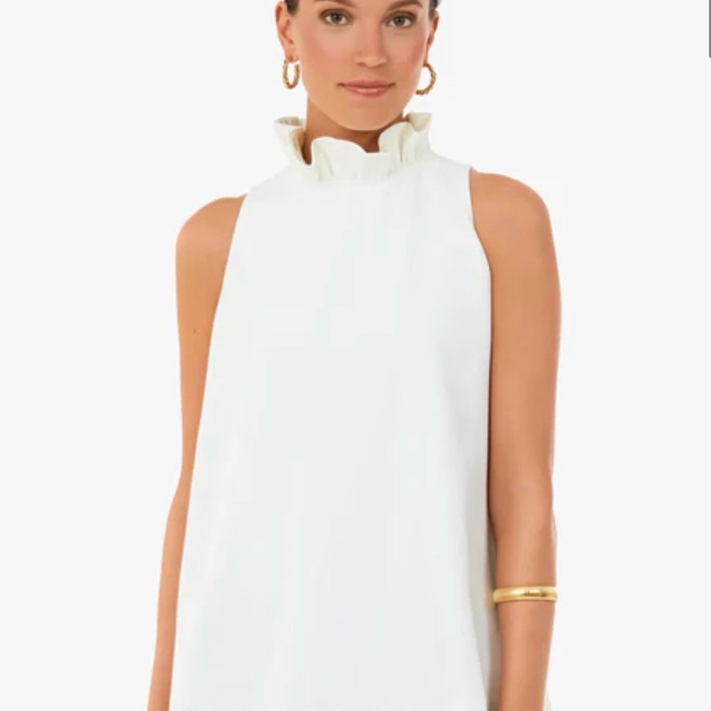 Tuckernuck White Ruffle Neck Blouse